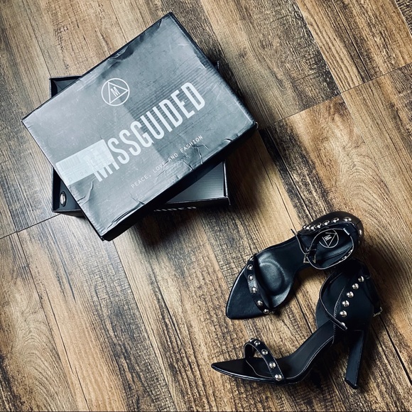 Missguided Shoes - NIB Missguided Black Studded Faux Leather Heels